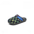 Frayed Checkerboard Buckle Strap Mules