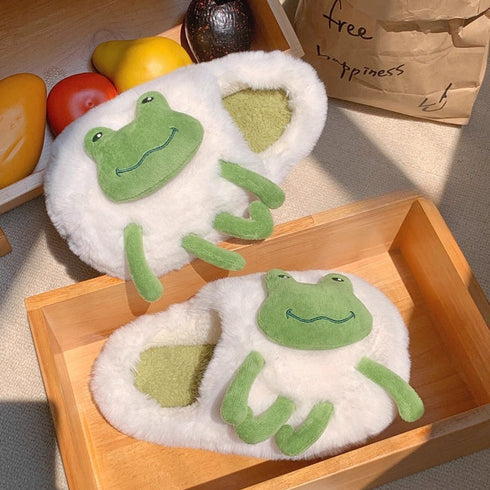 Frog Patch Plush Home Slippers