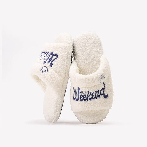 Cozy Weekend Vibe Plush Slides