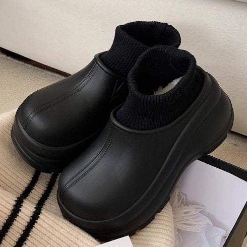 Chunky Knit-Cuff Winter Boots