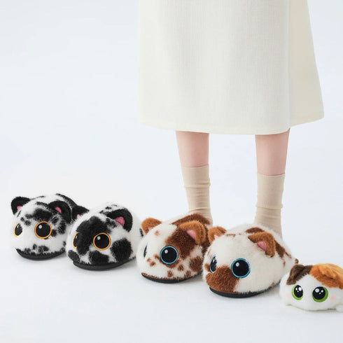 Whimsical Cartoon Cat Plush Slippers