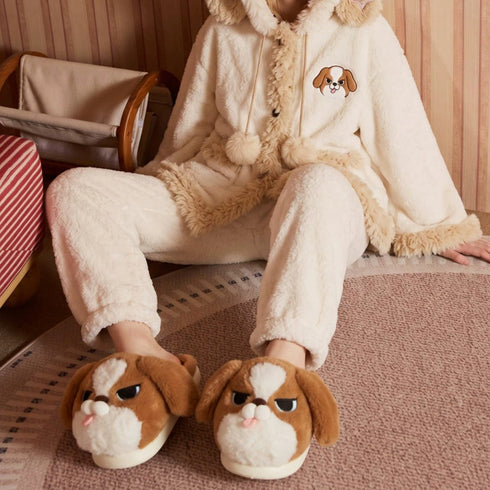 Grumpy Puppy Plush House Slippers