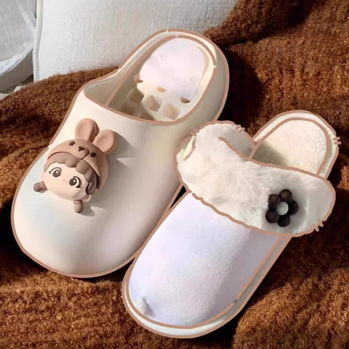 Playful Cartoon Shell Winter Clogs