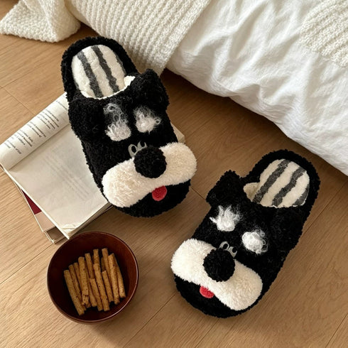 Schnauzer Pup Plush House Slippers