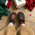 Gingerbread Tree Mismatch Fuzzy Slippers