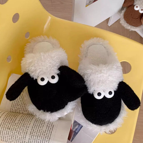 Fuzzy Sheep Character Plush Slippers