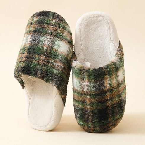 Chunky Check Sherpa Slippers