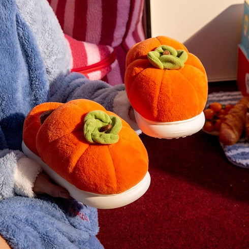 Plush Persimmon Fruit Design Slippers