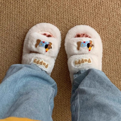 Puppy Patch Fuzzy Band Slippers
