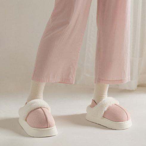 Plush Cuff Platform Slippers