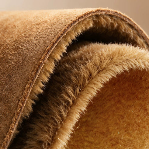 Plush Suede Slingback Platform Slippers