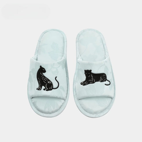 Wild Panther Embroidered Jacquard Slides