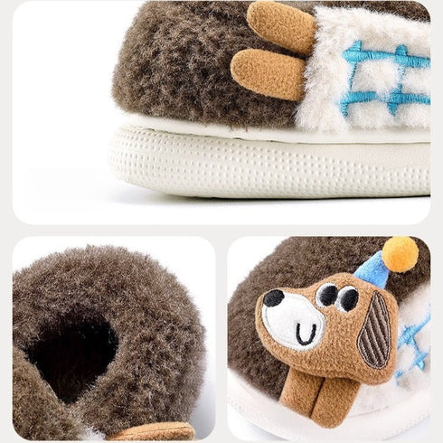 Playful Puppy Plush Winter Slippers