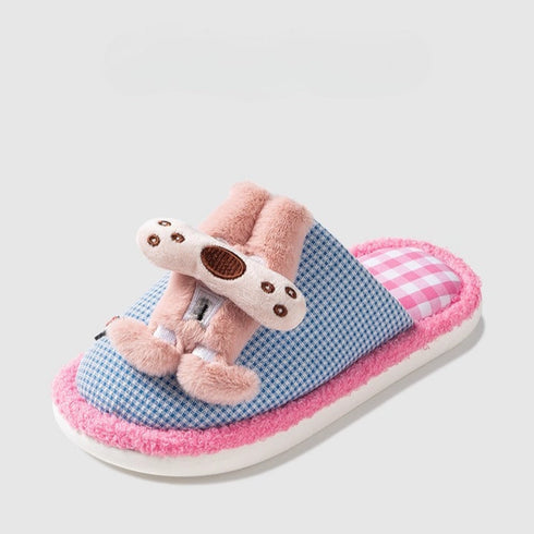 Funny Dog Checkered Warm Slippers