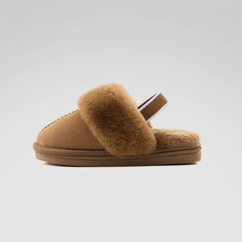 Plush Suede Slingback Platform Slippers