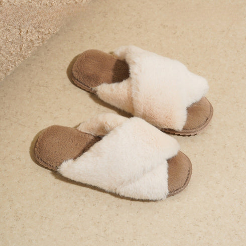 Crisscross Plush Lounge Slippers