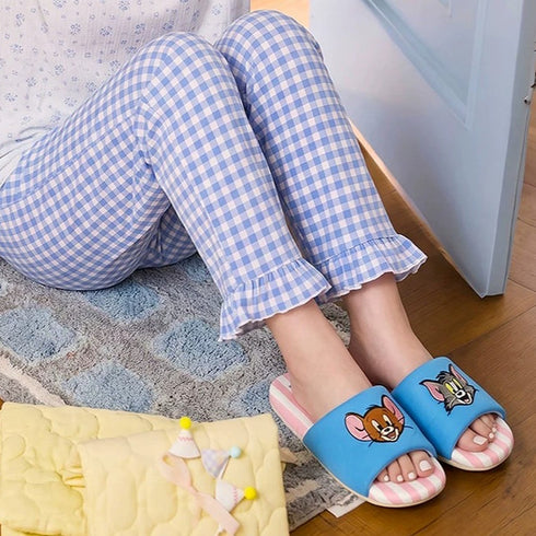 Cartoon Striped Open Toe Slides
