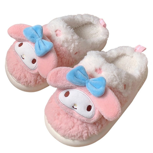 Bow-Eared Bunny Plush Slippers