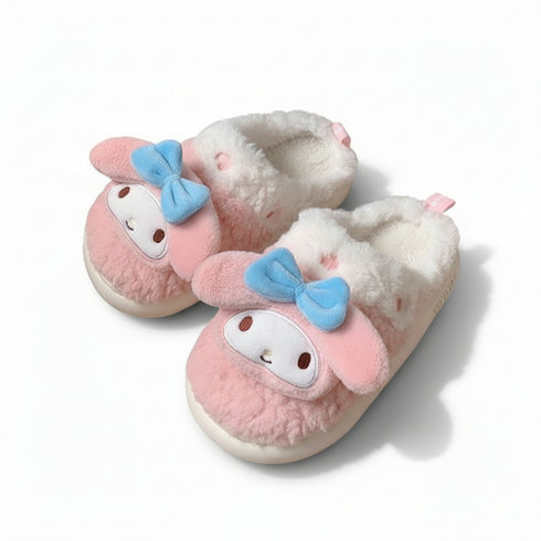Bow-Eared Bunny Plush Slippers