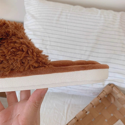 Fuzzy Poodle Dog Plush Slippers