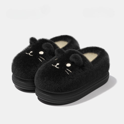 Fuzzy Whiskered Animal Face Slippers