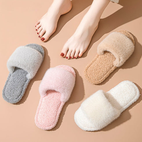 Fuzzy Strap Lounge Slippers