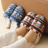 Fuzzy Plaid Quiet Home Slippers