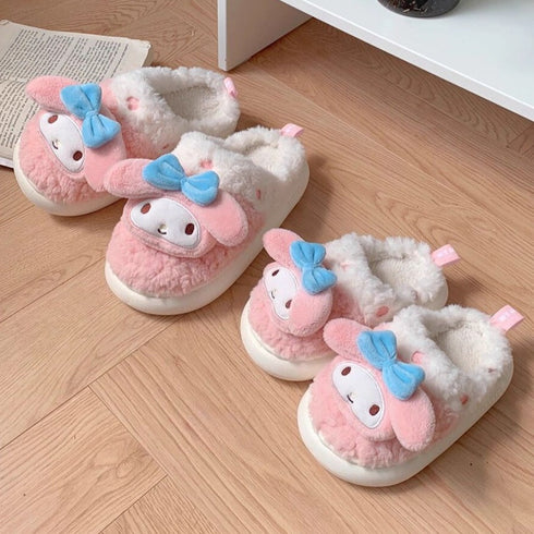 Bow-Eared Bunny Plush Slippers