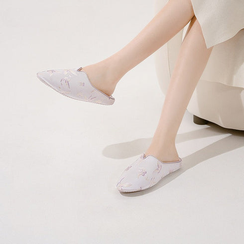 Elegant Satin Embroidered Home Slippers