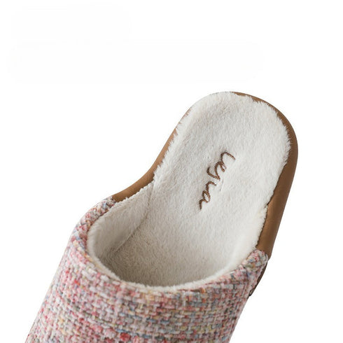 Bouclé Tweed Plush-Lined Slippers