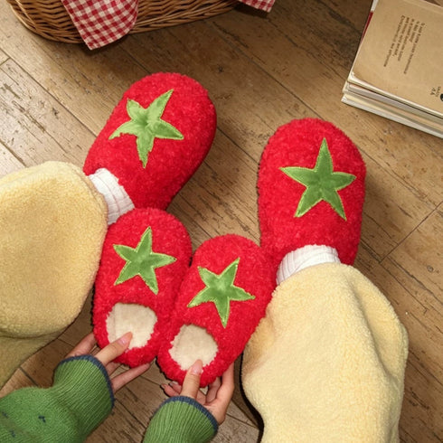 Plush Tomato Fleece House Slippers