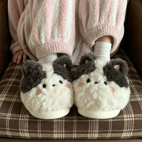 Plush Kitty Tail House Slippers