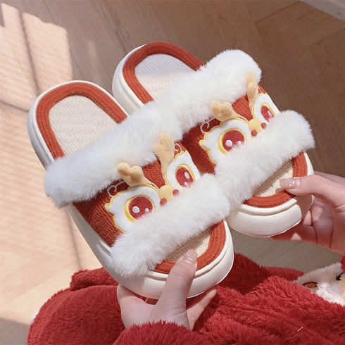 Lion Dance Plush Strap Slides