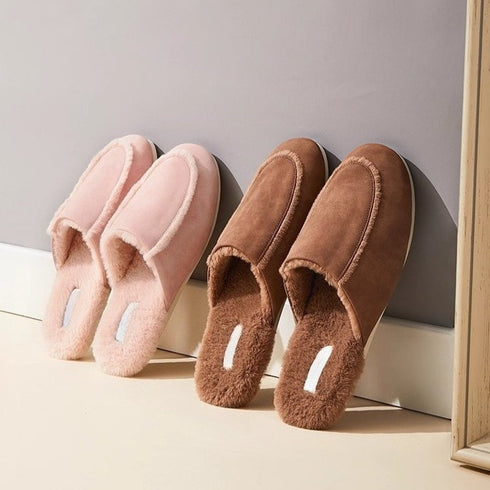 Cozy Nordic Suede Scuff Slippers