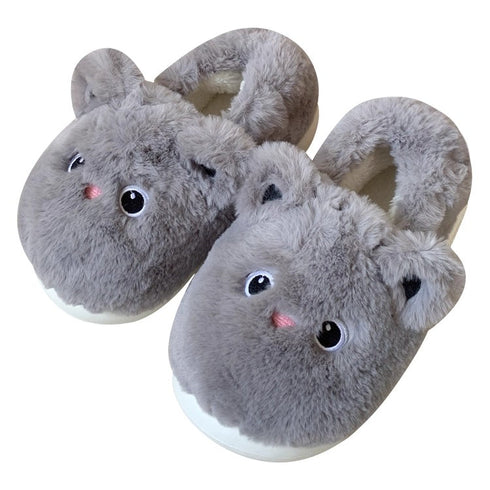 Whimsical Kitty Faux Fur Slippers