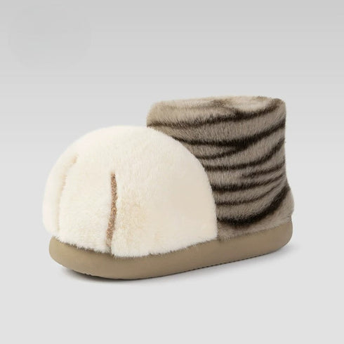 Plush Cat Paw Ankle Boots