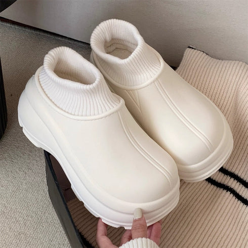 Chunky Knit-Cuff Winter Boots