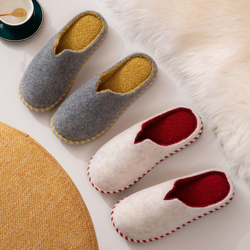 Cozy V-Notch Felt Home Slippers