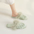 Feather-Pom Quilted Lounge Slippers