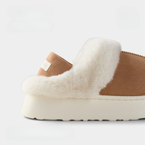 Plush Cuff Platform Slippers