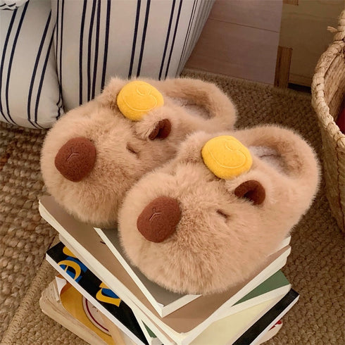 Nap-Time Capybara Plush Slippers