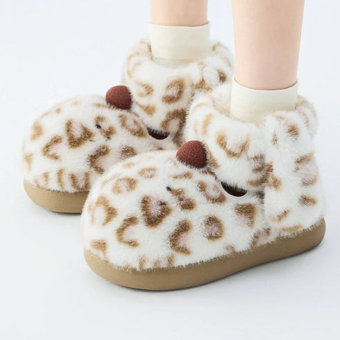 Spotted Puppy Ear Plush Slippers