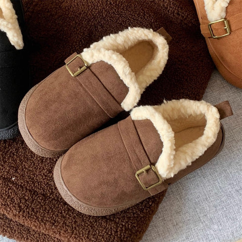 Fleece-Lined Buckle Lounge Clogs