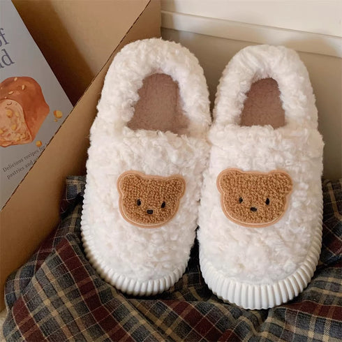 Teddy Patch Fuzzy Lounge Slippers