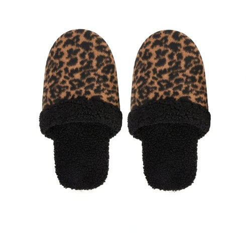 Fuzzy Animal Print House Slippers