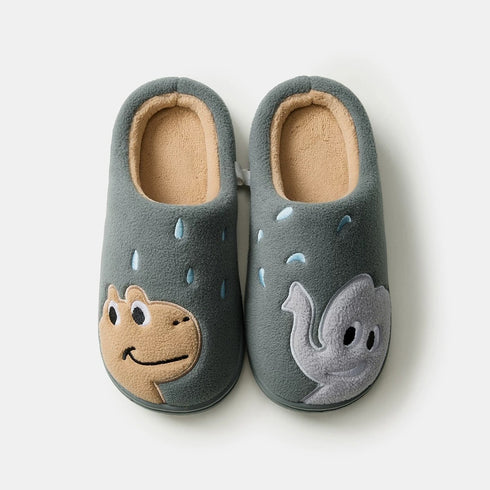 Embroidered Animal Fleece Indoor Slippers