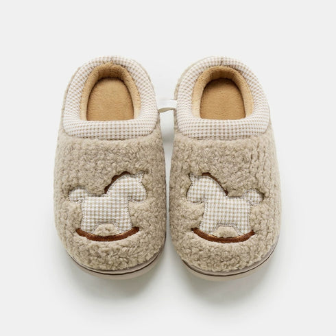 Plaid Rocking Horse Plush Slippers