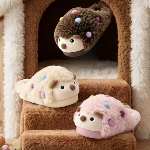 Whimsical Hedgehog Plush House Slippers