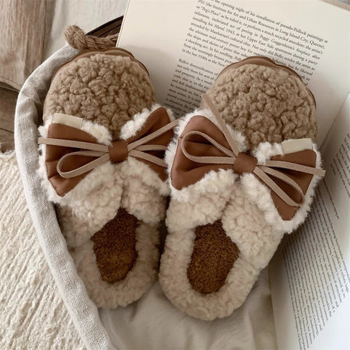 Ribbon Bow Sherpa Cloud slippers