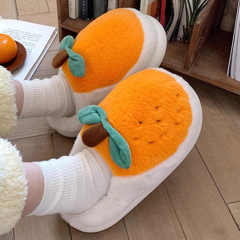 Whimsical Fruit Decor Fuzzy Slippers